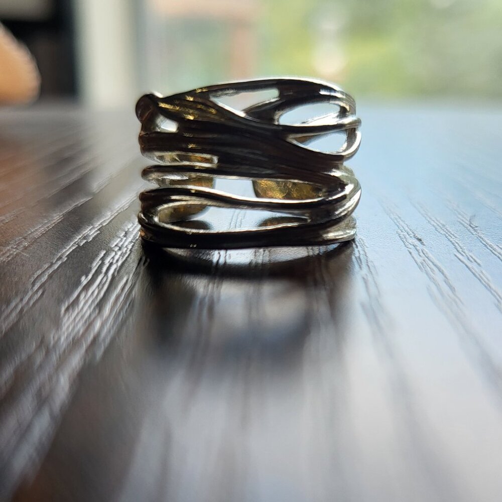 Sterling Silver Adjustable Chunky Wire Spiral Ring - image 2